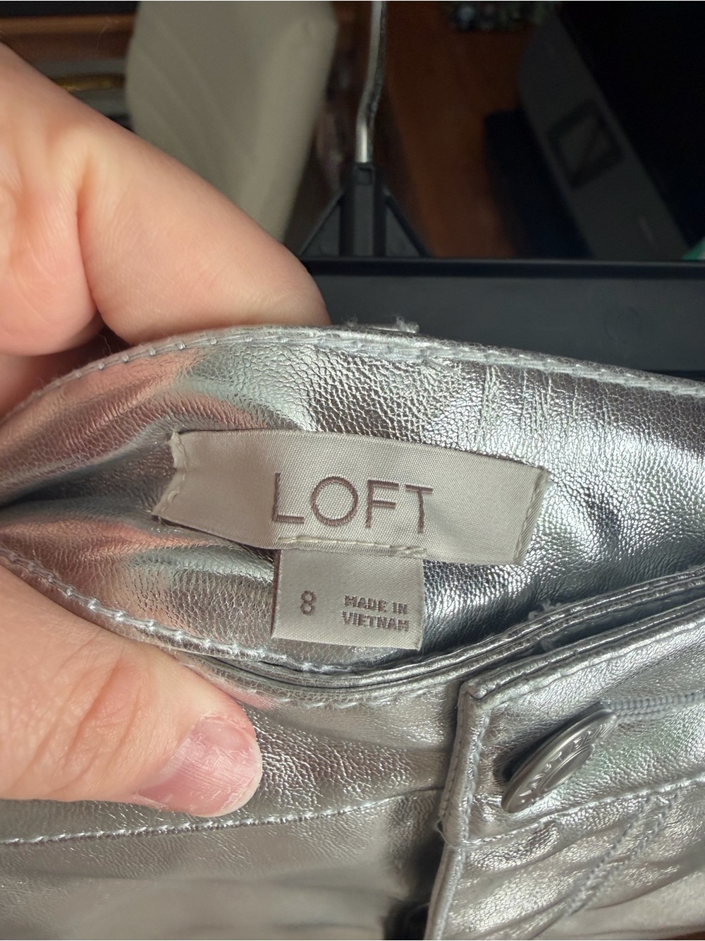LOFT Silver Metallic A-Line Mini Skirt - Picture 3 of 3